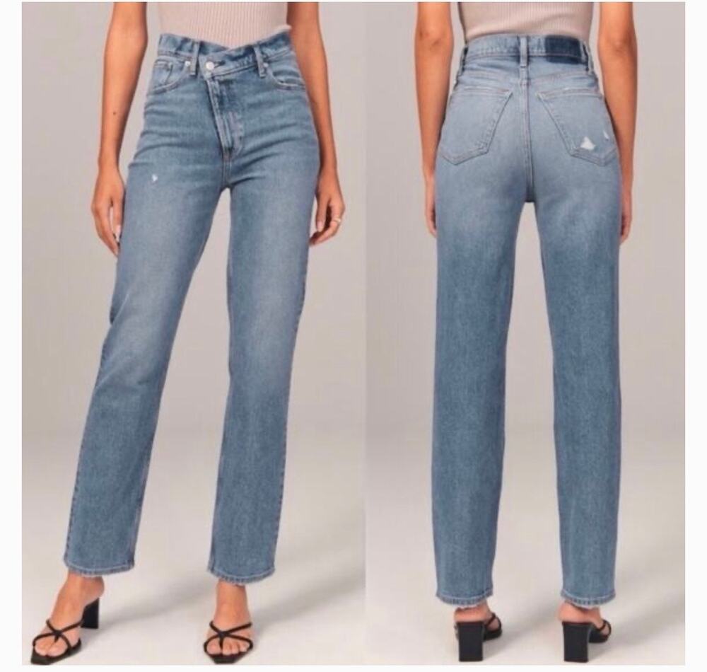 ABERCROMBIE &  FITCH The 90s Straight Ultra High Rise 26/2 short Criss Cross